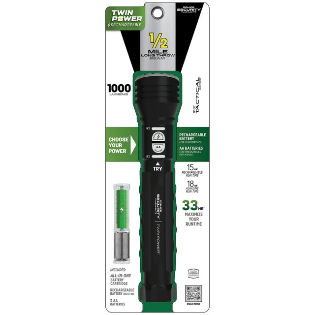 Police Security Flashlights 97742 Twin Power Long Throw 1000 Lumens Black - View 2