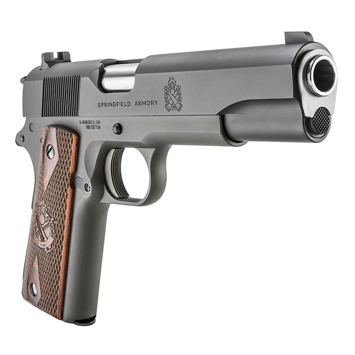 Springfield Armory Mil-Spec 1911 .45 ACP Pistol, Black, 5" Stainless Steel Barrel, 7-Round, Crossed Cannons Cocobolo Grip - View 2