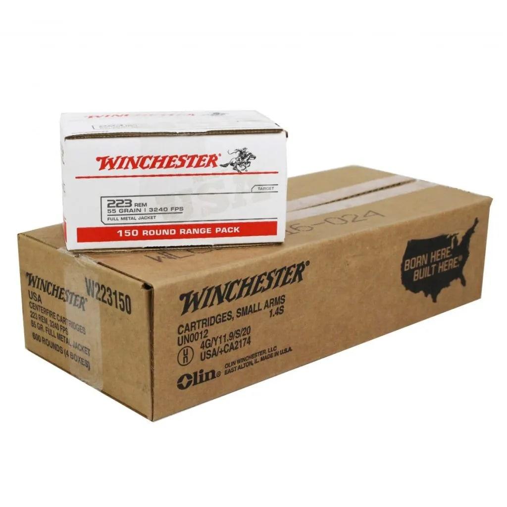 Winchester USA .223 Remington 55gr FMJ 600rd Case - Full Metal Jacketed Bullets, 4.55" x 7.15" x 15.70" - View 2