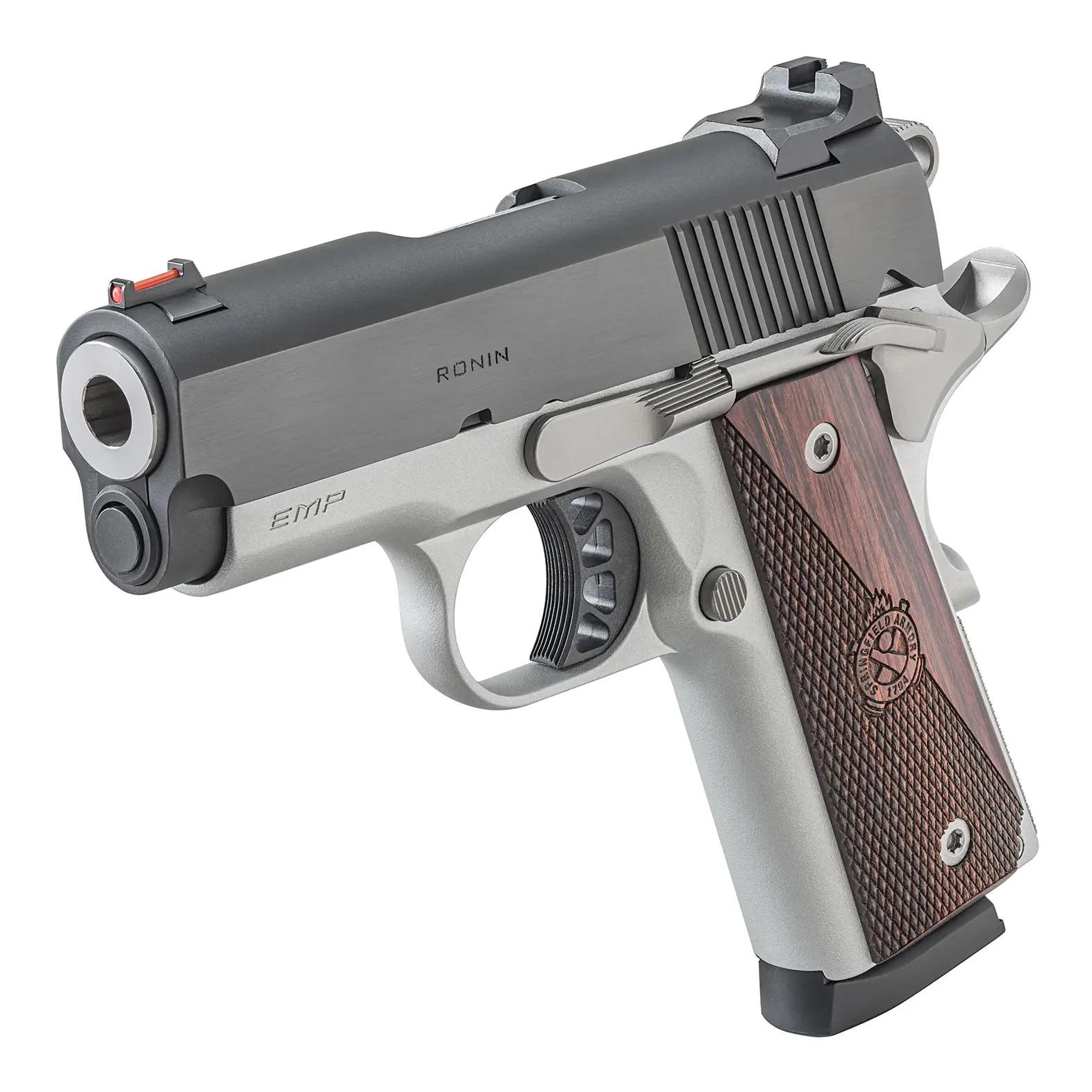 Springfield Armory Ronin EMP 9mm Stainless/Black, 3" Forged Stainless Steel Barrel, Aluminum Cerakote Frame, Wood Grip, 9-Round Capacity - View 2