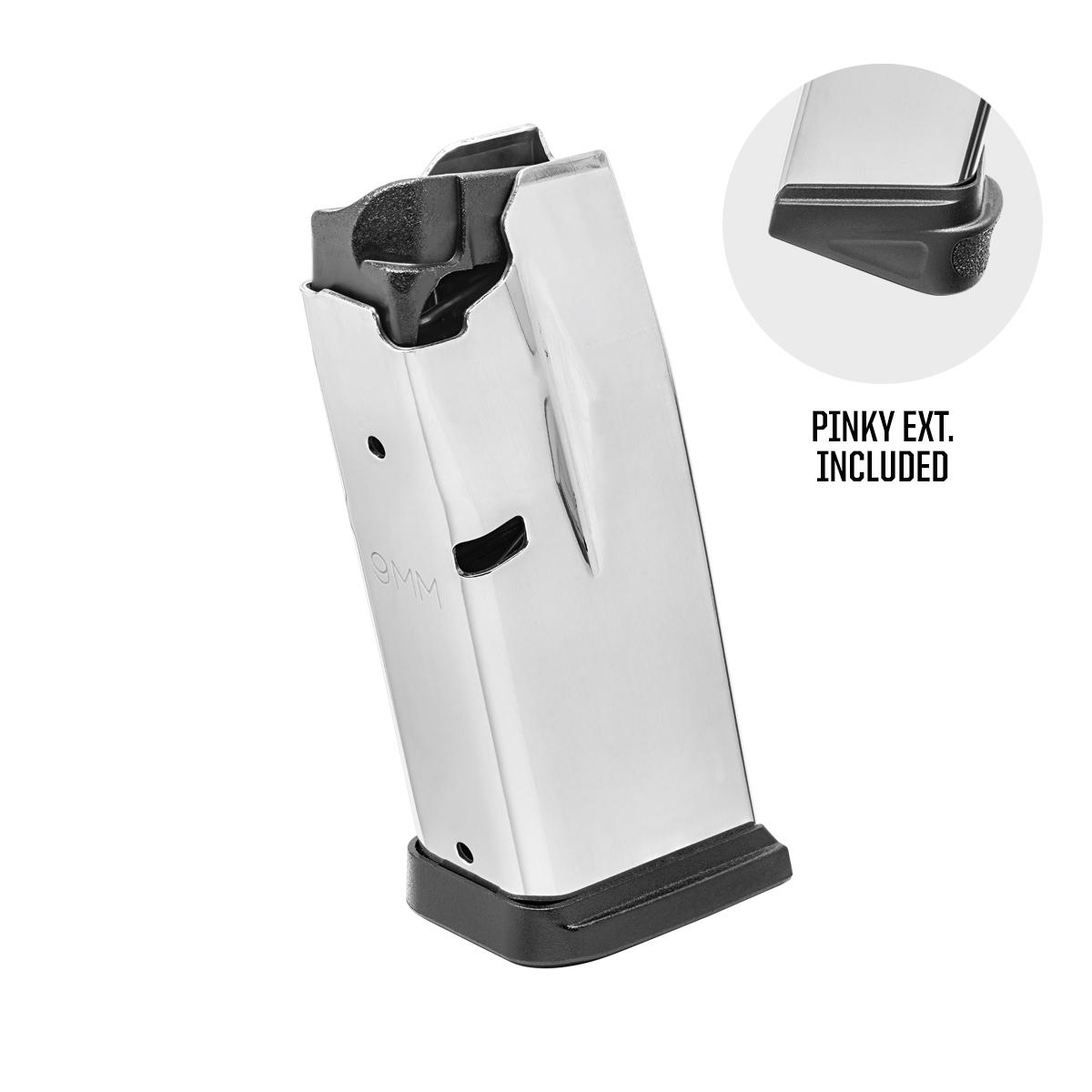 Springfield Armory HC5910 Hellcat 9mm Luger, 10-Round Stainless Steel Magazine with Pinky Extension - View 2