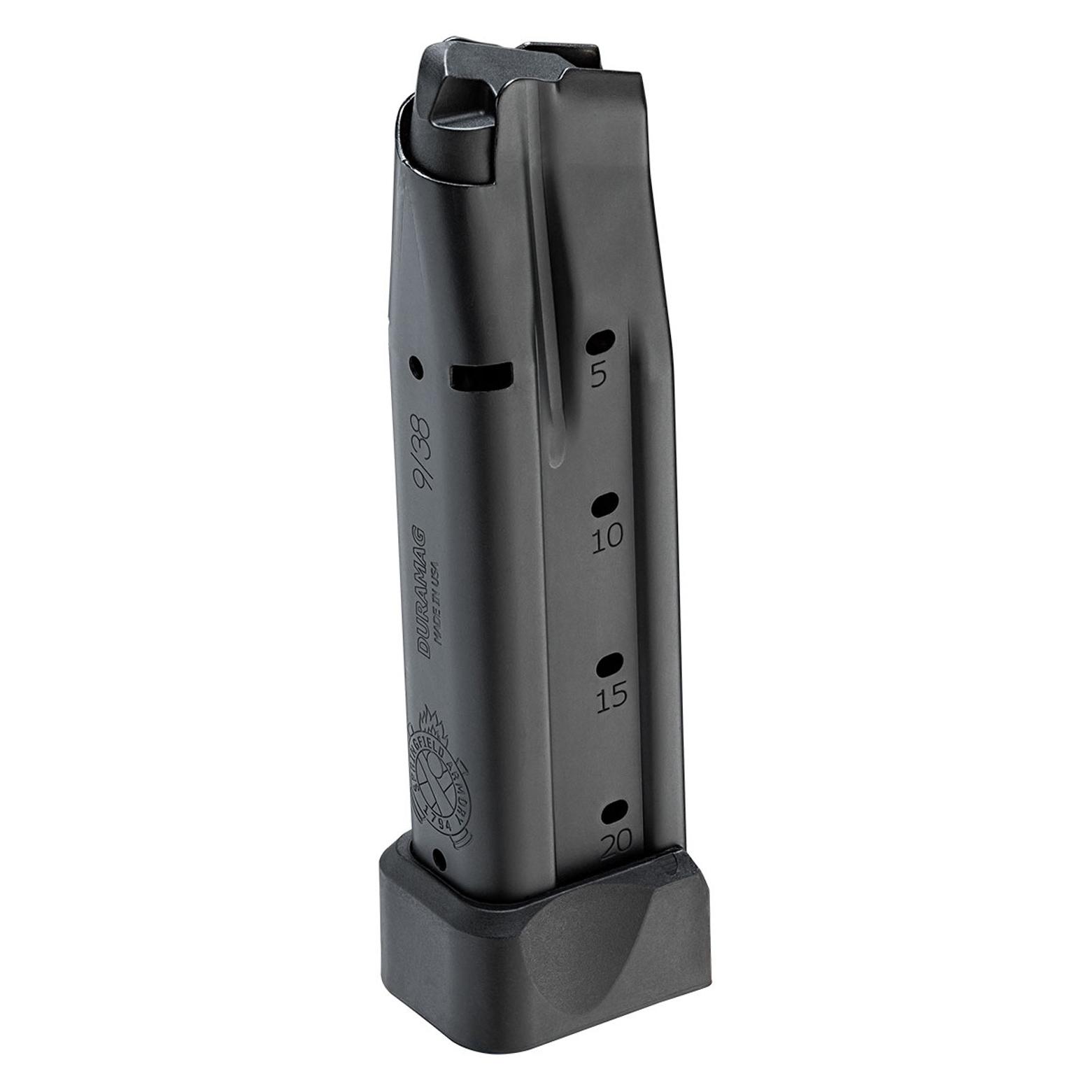 Springfield Armory PH6920 1911 DS Extended Magazine, 9mm Luger, 20-Round Capacity, Black Steel, Polymer Base Pad - View 2