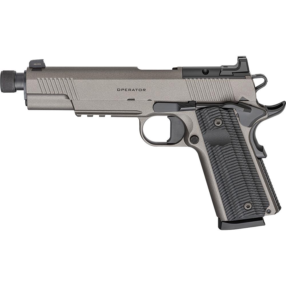 Springfield Armory 1911 Operator AOS Handgun .45 Auto 8rd Magazine 5.75 Threaded Barrel Grey Cerakote - View 2