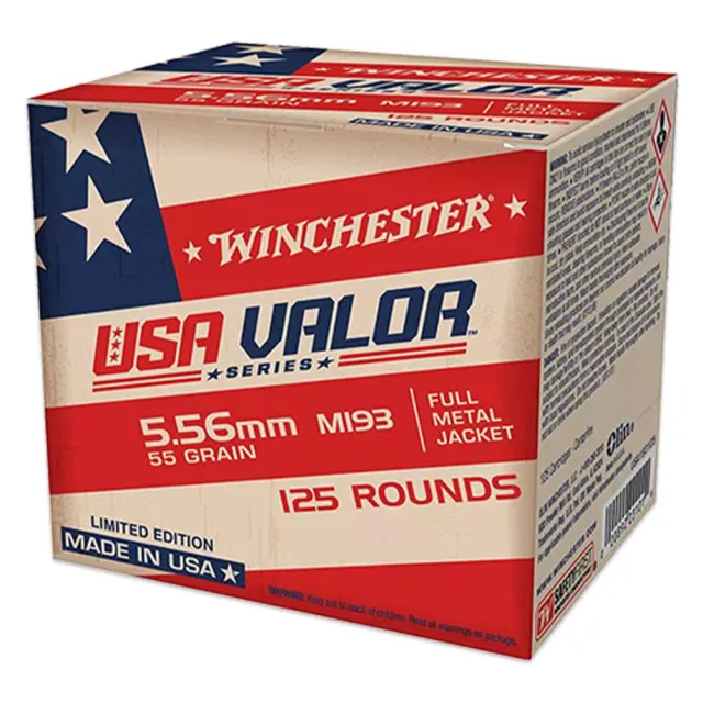 Winchester Ammo USA193125 USA Valor M193 5.56x45mm NATO 55 gr 3270 fps Full Metal Jacket (FMJ) 125 Bx/10 Cs - View 2