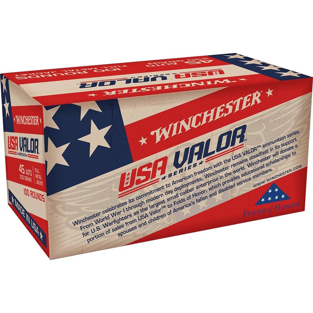 Winchester Ammo USAV45A USA Valor Target 45 ACP 230 gr Full Metal Jacket (FMJ) 100 Per Box - View 2