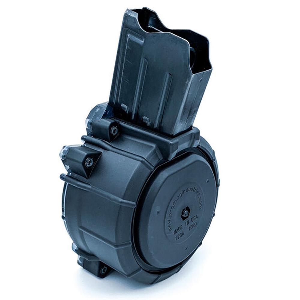 ProMag MKA-A3 12GA 15-Round Drum Magazine, Durable Polymer, Black - View 2