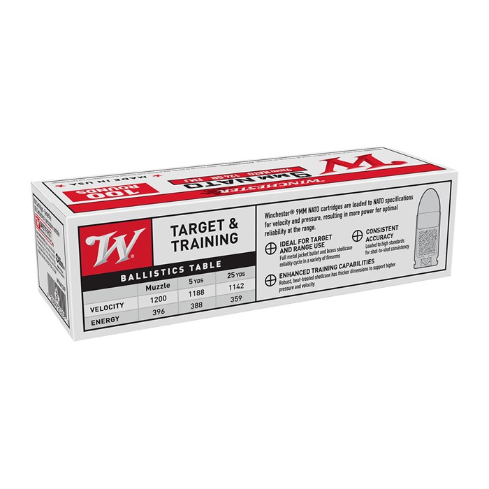 Winchester USA White Box 9mm 124 gr. FMJ Ammo - W9NATOVP - View 3