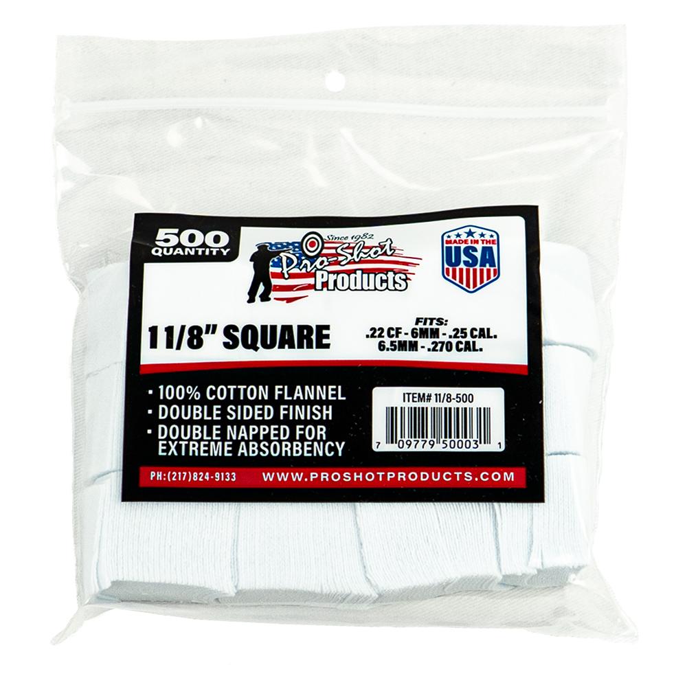 Pro-Shot Cotton Flannel Gun Cleaning Patches 1-1/8" .22-.270 Cal 500 Pack - View 2
