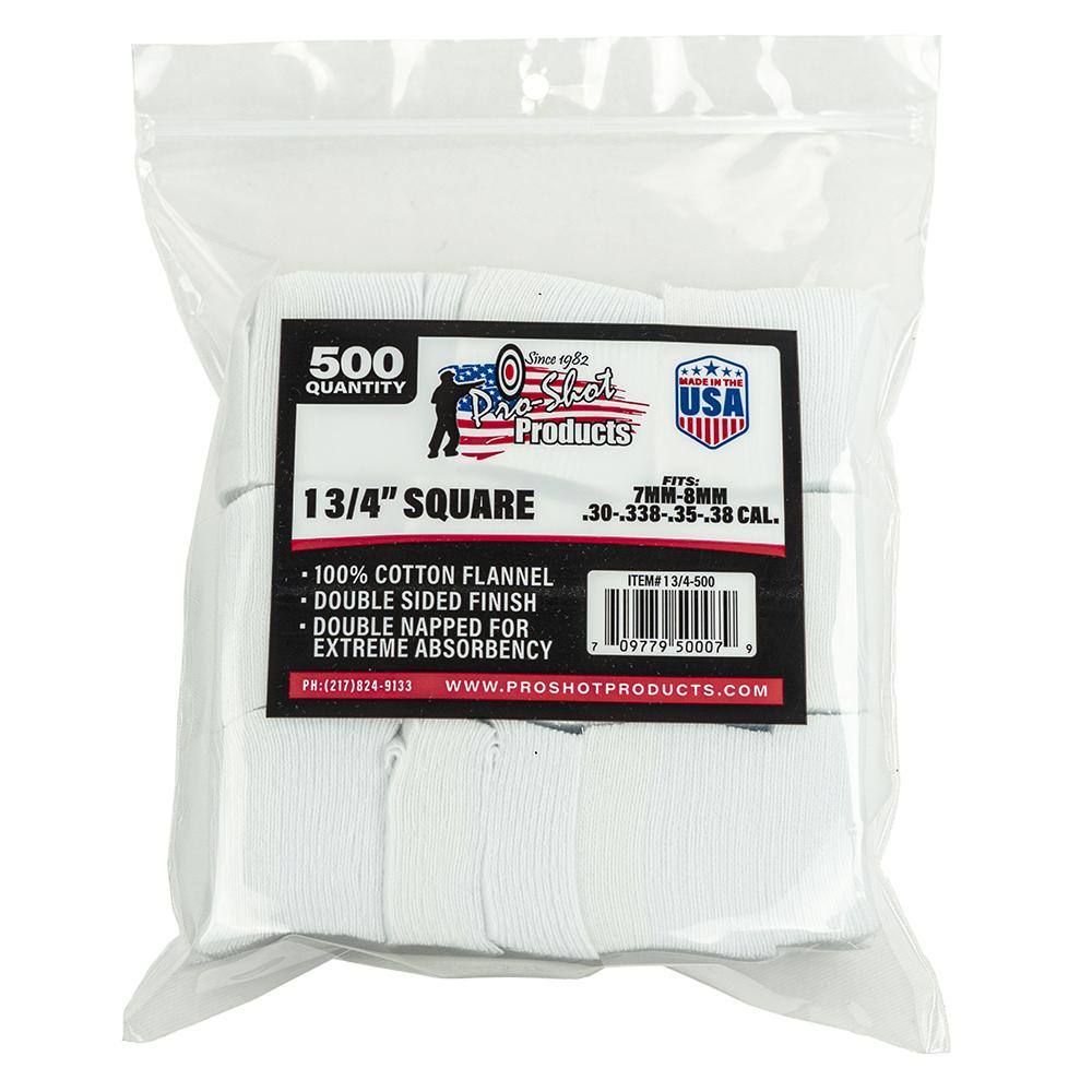 Pro-Shot 1.75" Square Cotton Flannel Gun Cleaning Patches 7mm-.38/6mm 500ct - View 2