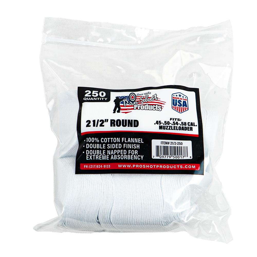 Pro-Shot 212250 Cleaning Patches .45 - .58 Cal 2.50" Round Cotton Flann... - View 2