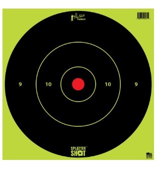 Pro-Shot 12BGREENTG12PK SplatterShot 12" Bullseye Hanging Heavy Paper Black/Red Impact Enhancement Yes White 12 PK - View 2