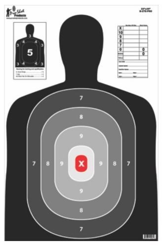 ProShot 23IN X 35IN B27 SILHOUETTE TARGET- PRO RED CENTER 5 PACK B-27E-PRO-5PK - View 2