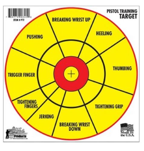 Pro-Shot PTT6PK Pistol Training 12" Diagnostic Bullseye Hanging Paper Yellow/Red Impact Enhancement 6 Pack - View 2
