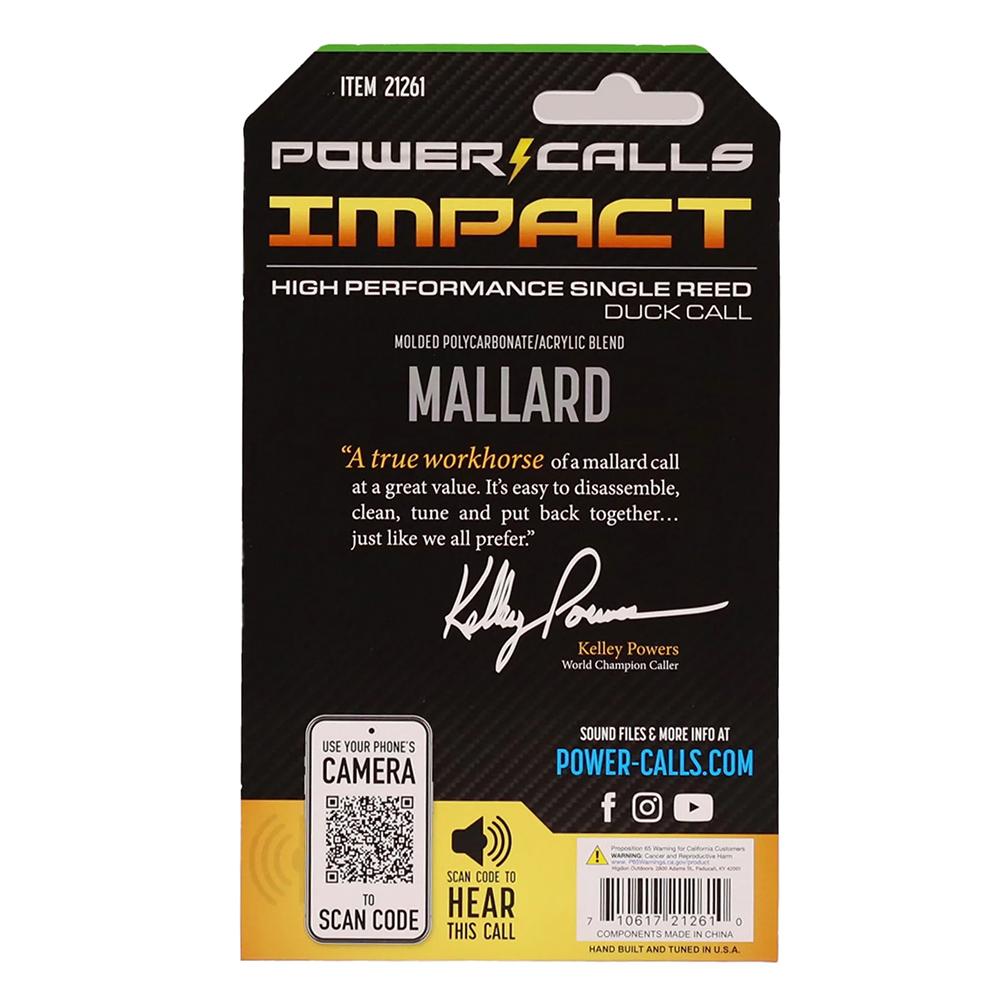 Power Calls 21261 Impact Mallard Duck Call Single Reed OD Green - View 2