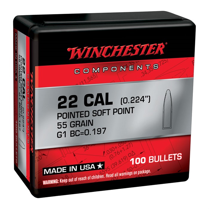 Winchester WB223SP55X 22 Caliber 55 Grain Pointed Soft Point Bullets - View 2
