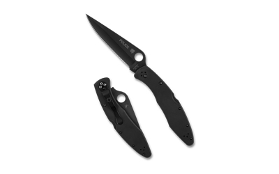 Spyderco Police Folding Knife 4.2 in Drop Point Blade VG-10 Black Finish - View 2