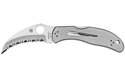 Spyderco C08S Harpy 2.75" Serrated VG-10 Blade Stainless Handle Folder - View 2
