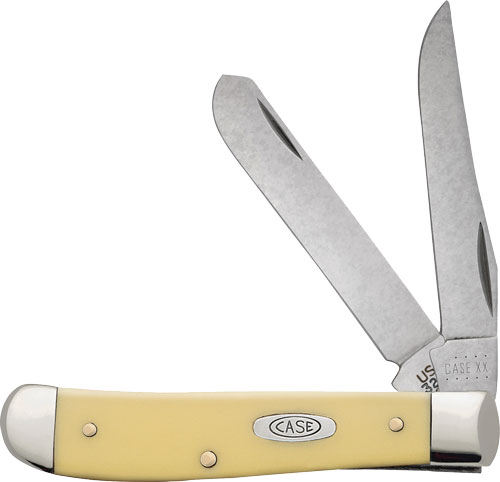Case Mini Trapper 2 Blade 3.5 in Yellow Synthetic Chrome Vanadium Steel - View 2