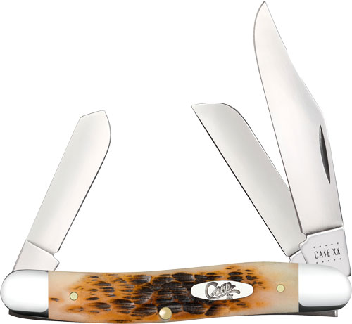 Case Cutlery Stockman 3BLD 3 7/8" Amber Bone Knife - View 2