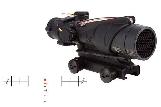 Trijicon ACOG 4x32mm Red Chevron Illuminated Rifle Scope, Compact Telescopic Sight, Tritium-Fiber Optic Dual Illumination, M16A4 Use, Waterproof, TA51 Mount - View 2