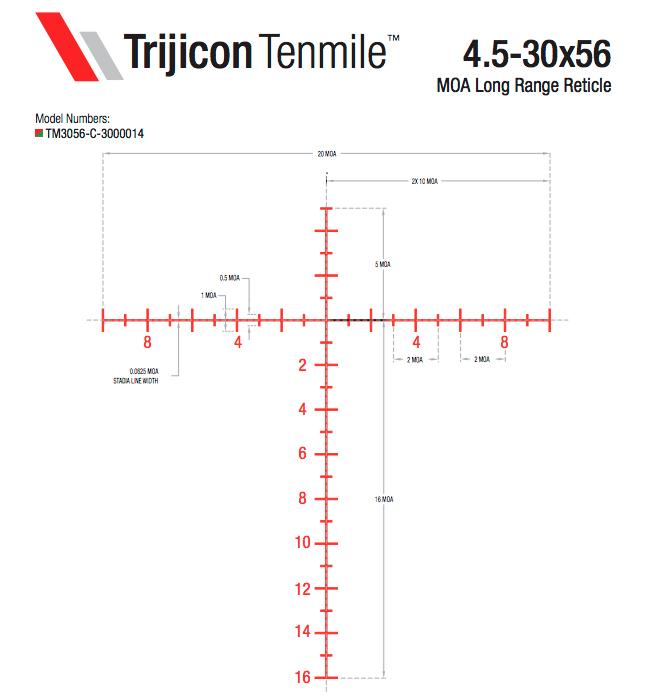 Trijicon Tenmile 4.5-30x56 Riflescope 34mm Tube Matte Black Red Green Retic - View 2