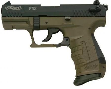 Walther Arms P22 Military .22 LR Handgun, 3.42" Matte Black Tenifer Slide, OD Green Polymer Frame, 10+1 Capacity - View 2