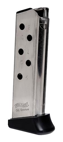 Walther PPK Nickel 6-Round Magazine, .380 ACP, Detachable with Finger Rest - 2246010 - View 2