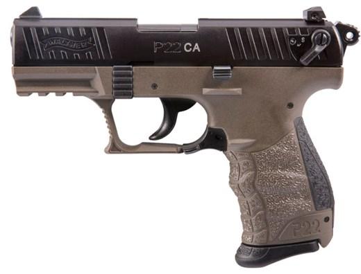 Walther P22 22LR 3.42in Black Double Action 10+1 Flat Dark Earth Frame - View 2