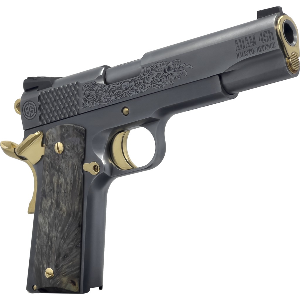 Dickinson LLC DKSN45TBP Adam 1911 Titan Full Size 45 ACP 8+1 5" Black Barrel, Steel B Serrations Slide, Steel Frame w/Beavertail