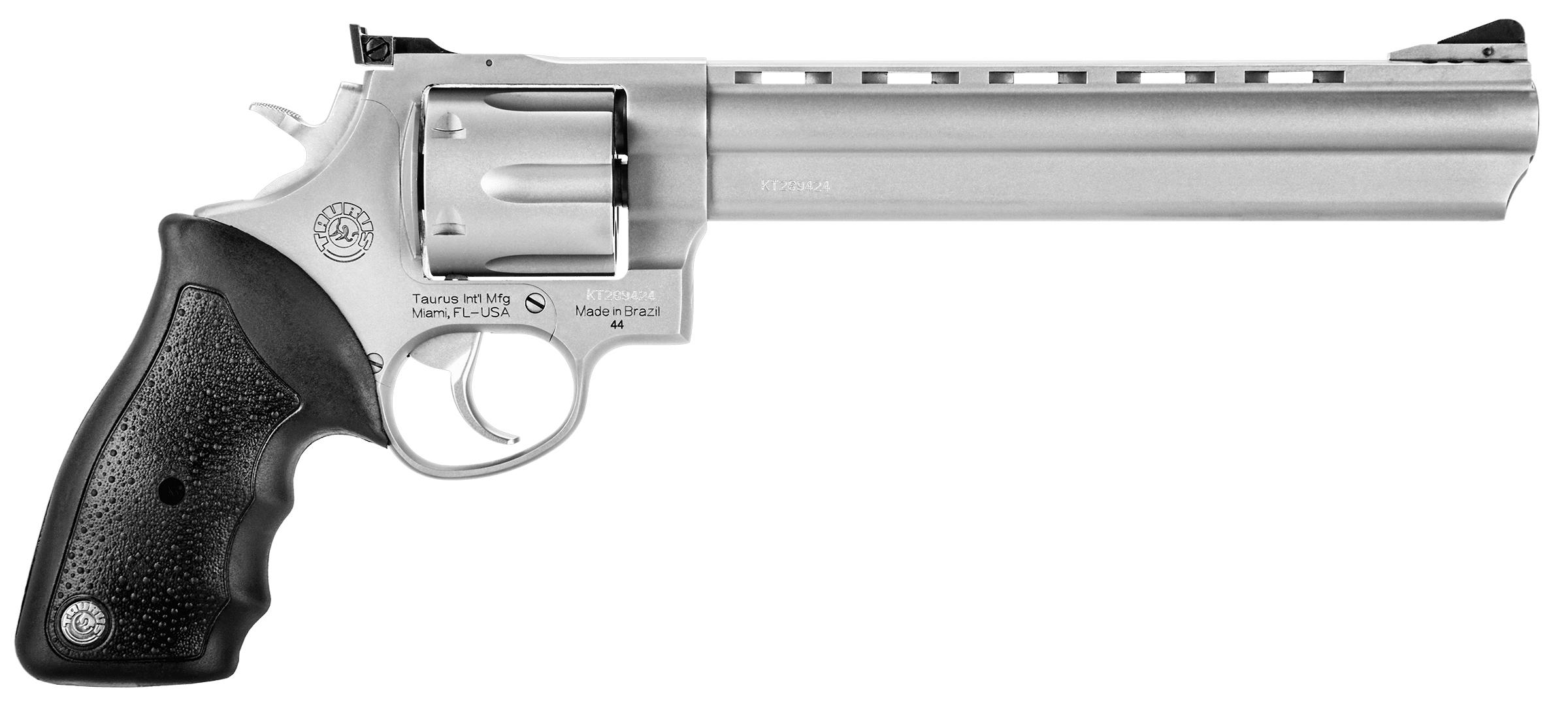 Taurus 2-440089 Revolver, .44 Remington Magnum, 8.37" Ported Barrel, 6-Round, Stainless Steel Frame, Black Rubber Grip, Adjustable Sights - View 2