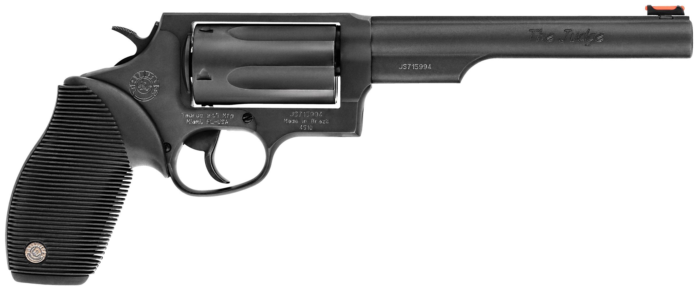 Taurus 2441061T Judge Revolver, .45/.410 Caliber, 6.5" Barrel, 5-Round Capacity, Ribber Grip, Matte Black Finish - View 2