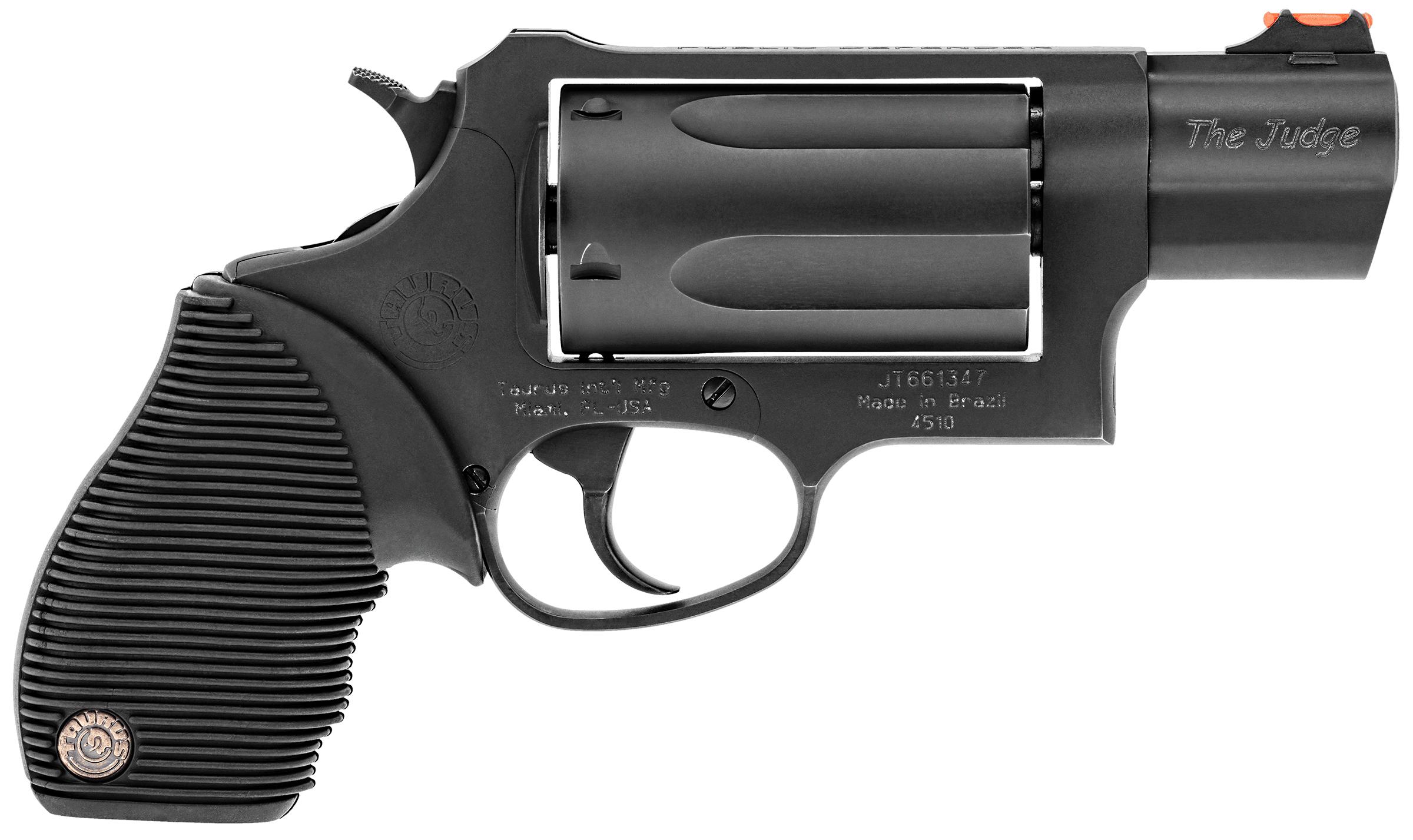 Taurus Judge Public Defender 45-410, Double Action Revolver, 2" Barrel, 5-Round Capacity, Ribber Grip, Matte Black Oxide Finish - View 2