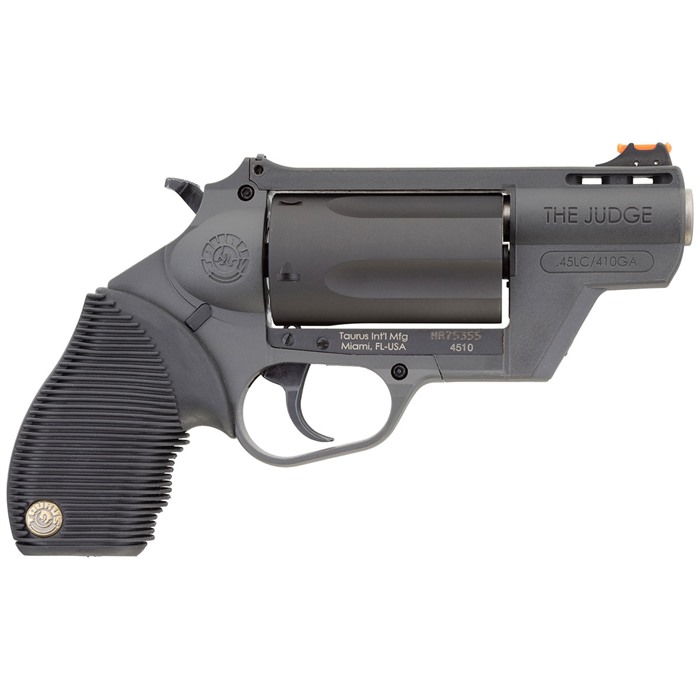 Taurus 2-441021GRY Judge Public Defender Revolver, .45 Long Colt/.410 Bore, 2.5" Barrel, 5 Rounds, Gray Polymer Frame, Matte Black Cylinder, Ribber Grip - View 2