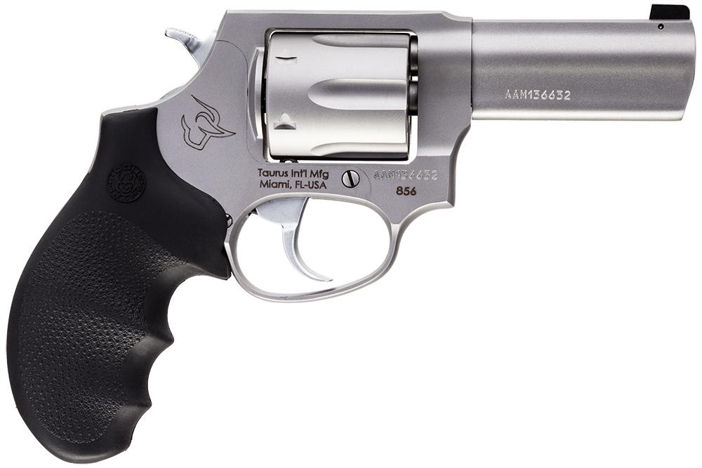 Taurus Defender 856 Lightweight Revolver, 38 SPECIAL +P, 3-Inch Barrel, 6-Round, Night Sight, Hogue Rubber Grip, Matte Stainless Finish - View 2