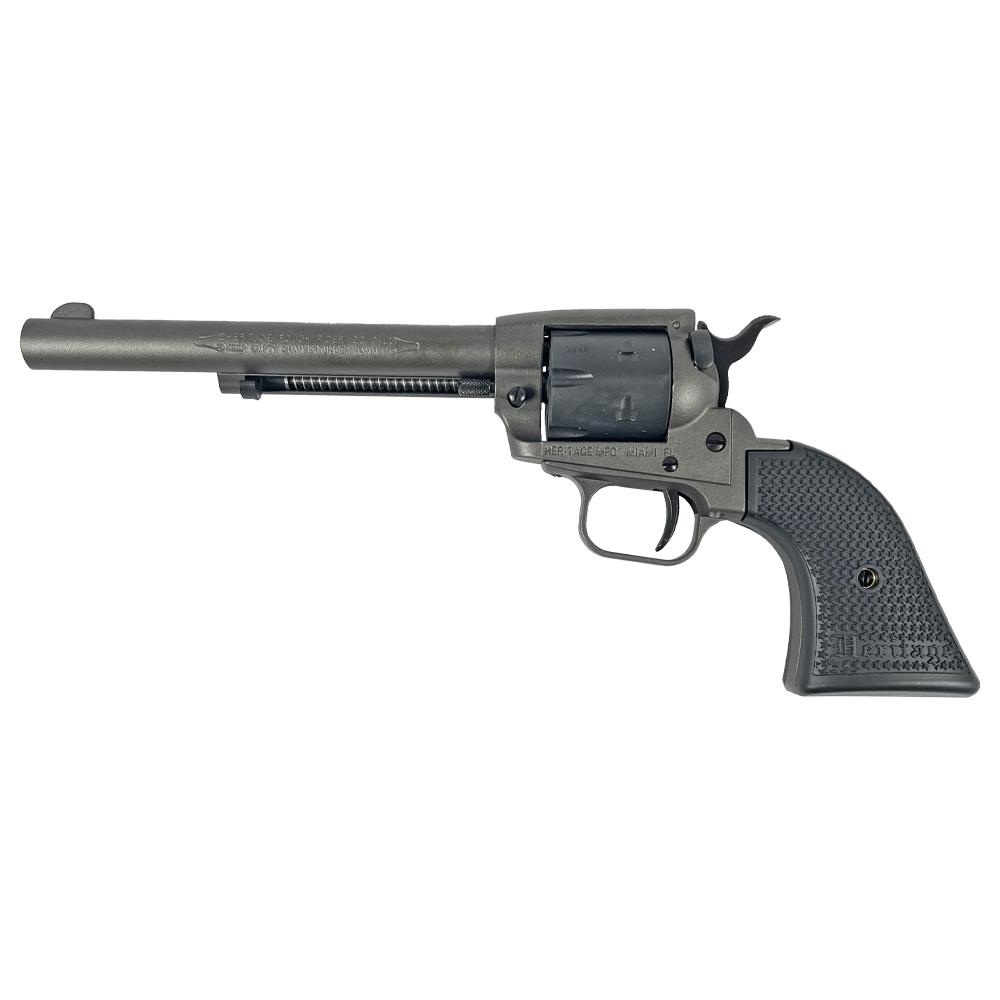 Heritage Rough Rider .22 LR Revolver: 6.5" Barrel, Tungsten Gray Frame, Black Satin Cylinder, 6-Round Capacity, Polymer Star Grips - View 2