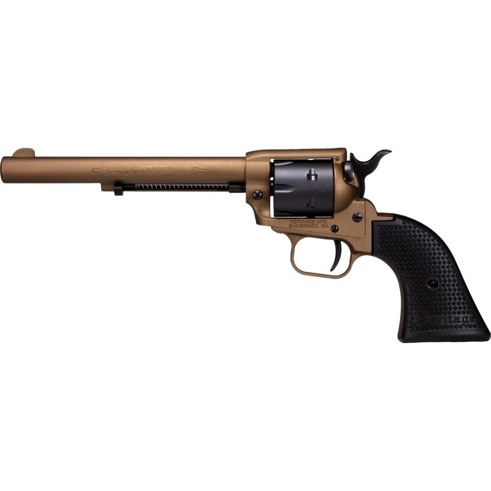 Heritage Rough Rider Revolver, .22 LR, 6.5" Barrel, Burnt Bronze Alloy Steel Frame, Black Satin Cylinder, 6 Rounds, Polymer Star Grips - View 2