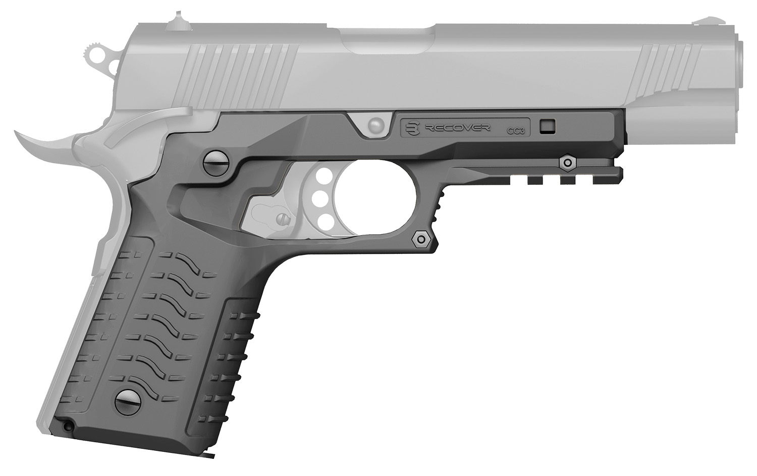 Recover Tactical CC3H04 Gray Polymer Grip & Rail System for 1911 - View 2