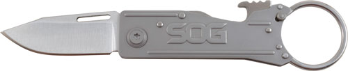 SOG KT1001-CP Keytron 1.8" Clip Point Plain Gray Satin Key Ring Knife - View 2