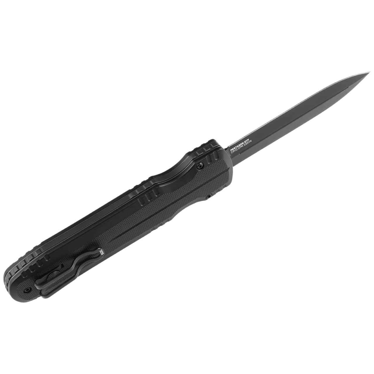 SOG Knife Pentagon OTF Blackout 3.79" Dbl Edge - View 2