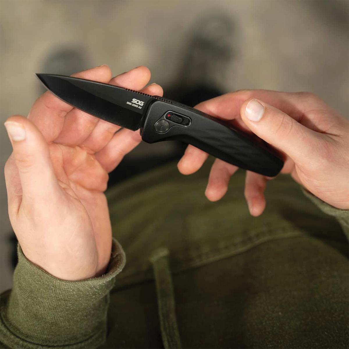 SOG SOG15730157 One-Zero Auto 3.10" CPM S35VN Blade Black Aluminum Handle - View 2