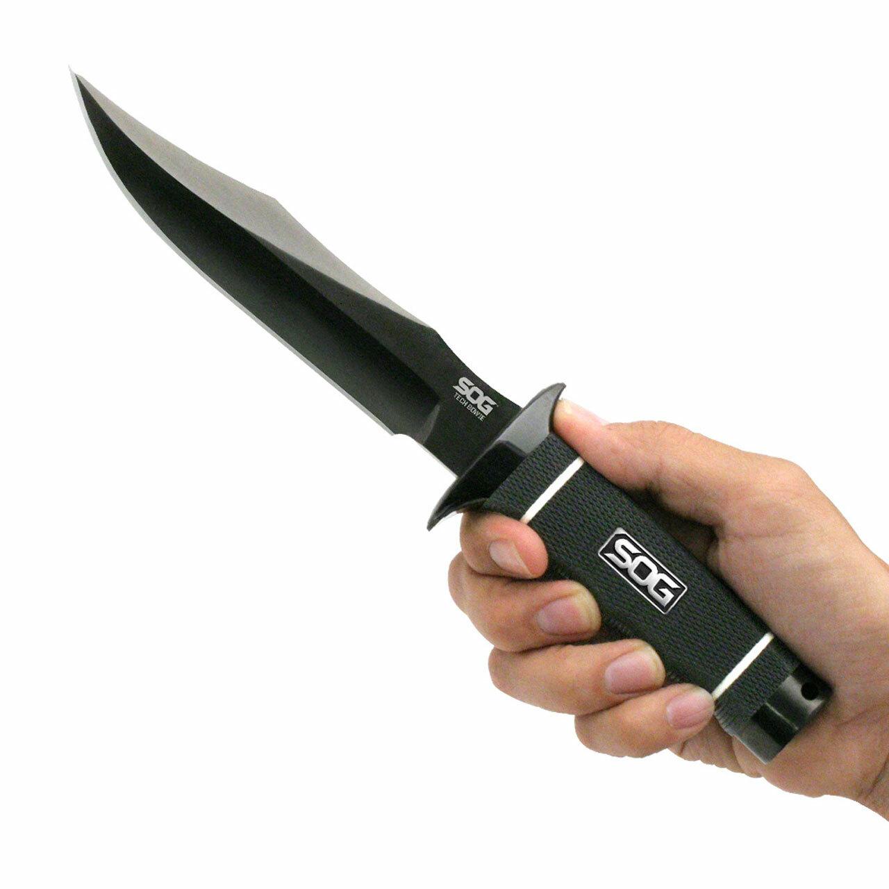 SOG SOGS10BK Tech Bowie 6.4" Fixed Blade Black TiNi AUS-8 Kraton Handle - View 2