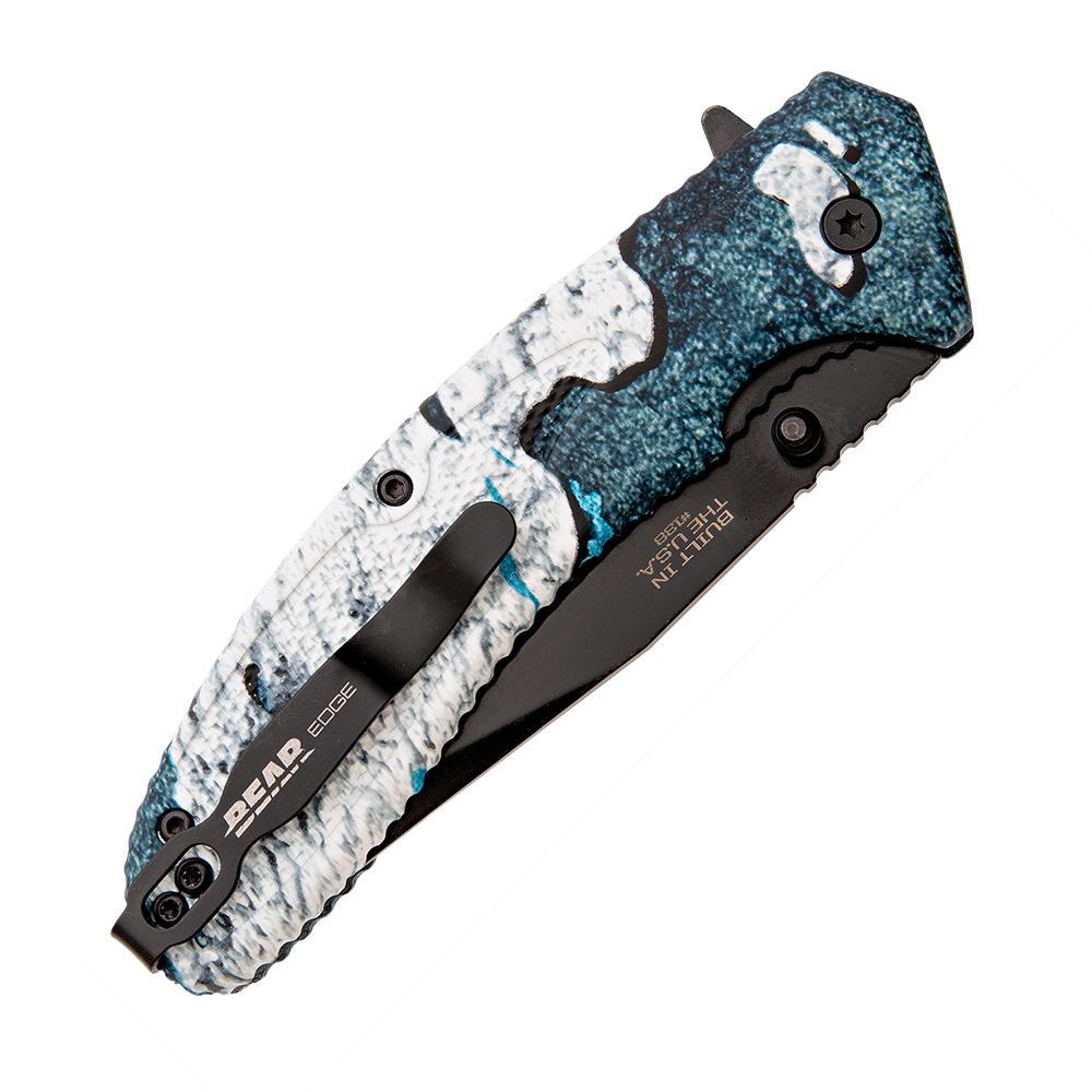 Bear & Son Sideliner Folding Knife 3-1/2 Clip Point Blade TrueTimber Rift Blue - View 2