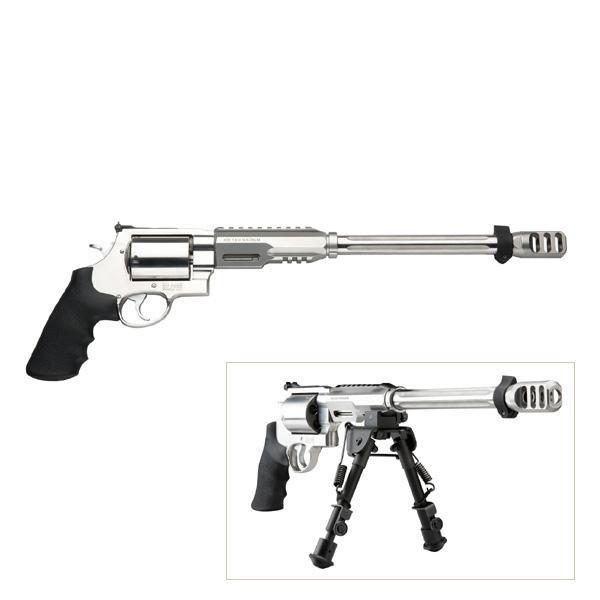 Smith & Wesson 170339 Performance Center Model 460 XVR 460 S&W Mag 5rd 14" MB Stainless Steel Barrel & Cylinder Satin Stainless Steel Frame with Black Polymer Grip Includes Bipod - View 2