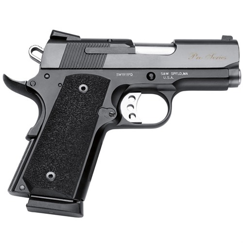 Smith & Wesson 178020 1911 Performance Center Pro Sub-Compact 45 ACP 7+1 3" Black Serrated Slide Black Scandium Alloy w/Beavertail Black Stippled Polymer Grips Right Hand - View 2