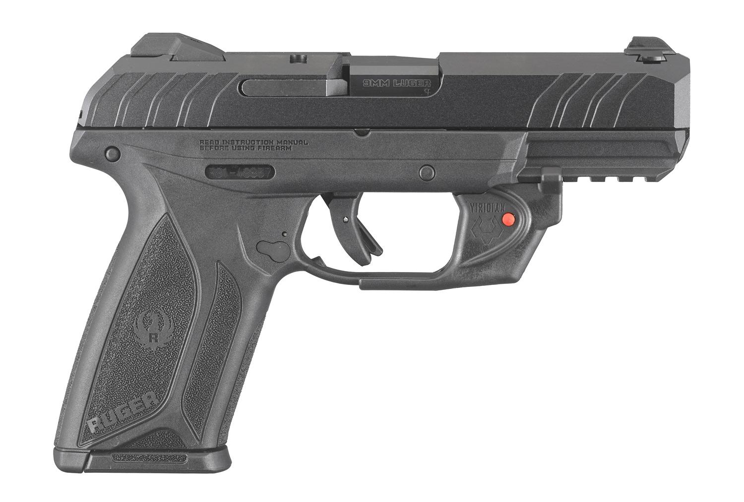 Ruger 3816 Security-9 Compact 9mm Luger Pistol, 4" Blued Barrel, High-Performance Glass-Filled Nylon Grip, Viridian E-Series Red Laser, 15+1 Capacity, Two Alloy Steel Magazines Included - View 2