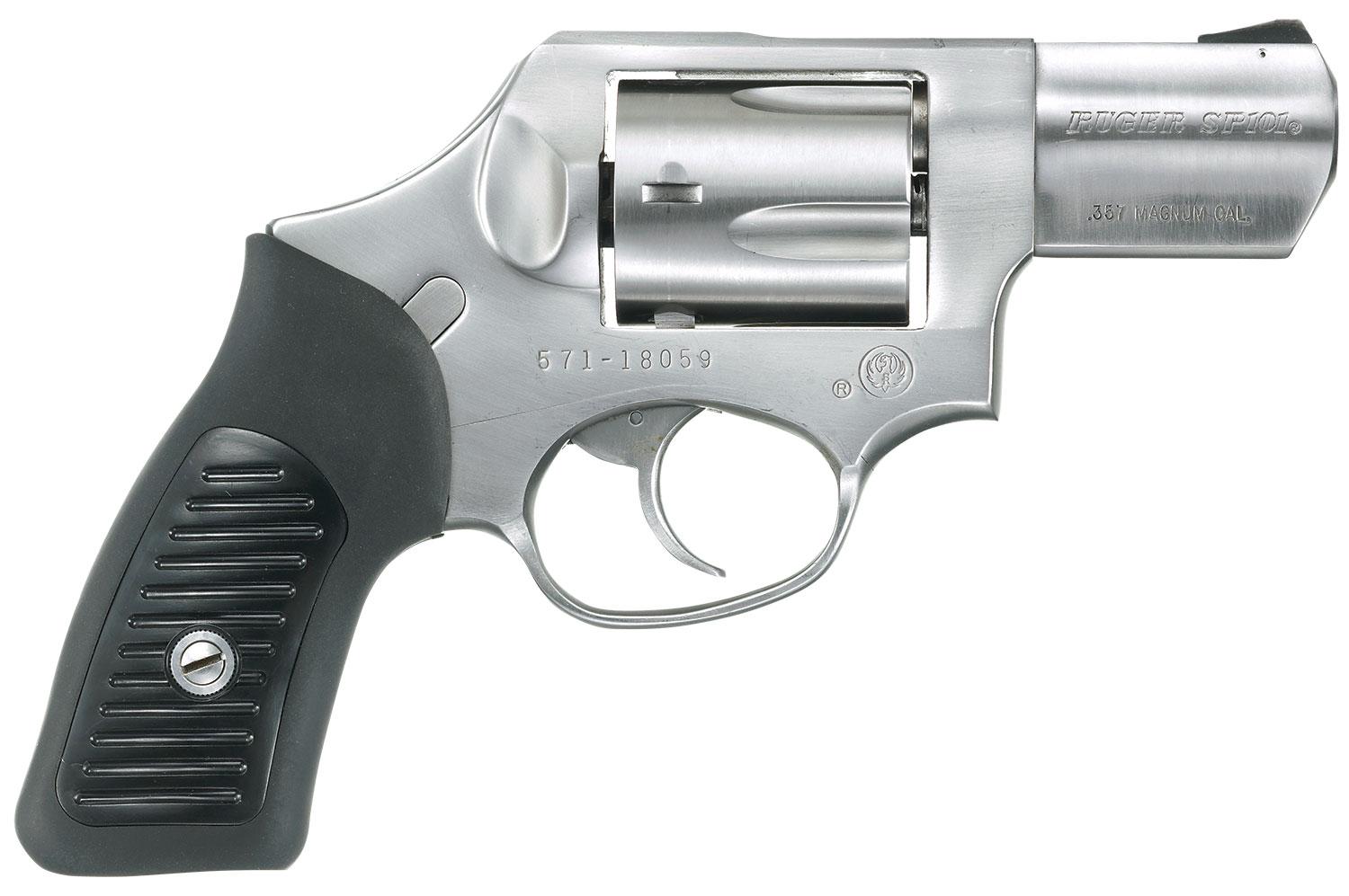 Ruger 5720 SP101 Revolver, 357 Mag, 2.25" Barrel, 5-Round, Satin Stainless Steel, Black Rubber Synthetic Grip, Integral Sight - View 2