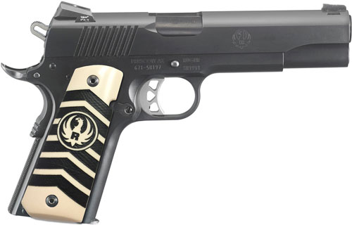 Ruger 6756 SR1911 Semi-Auto Pistol, 10mm, 5-Inch Barrel, Black Nitride Stainless Steel, White Chevron Ivorylite Grip, 8+1 Capacity, Tritium 3-Dot Sights - View 2