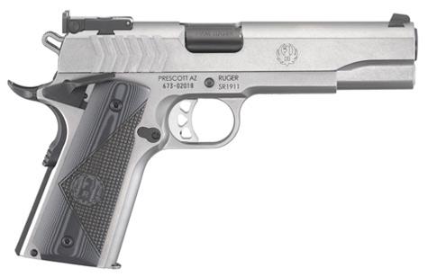 Ruger 6759 SR1911 Target 9mm Luger, 5" Bull Barrel, 9+1 Capacity, Low-Glare Stainless Steel Frame & Slide, Deluxe Checkered G10 Grip, Adjustable Target Sights - View 2