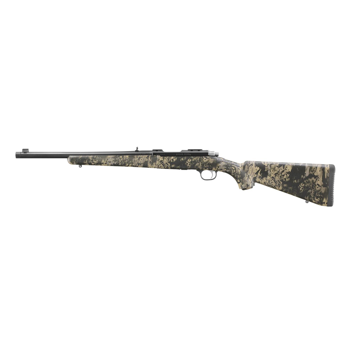 Ruger 77/44 Rifle .44 Rem 4rd Capacity 16.6 Threaded Barrel  Mag Alloy Blued Steel w/Camo Pattern Stock - View 2