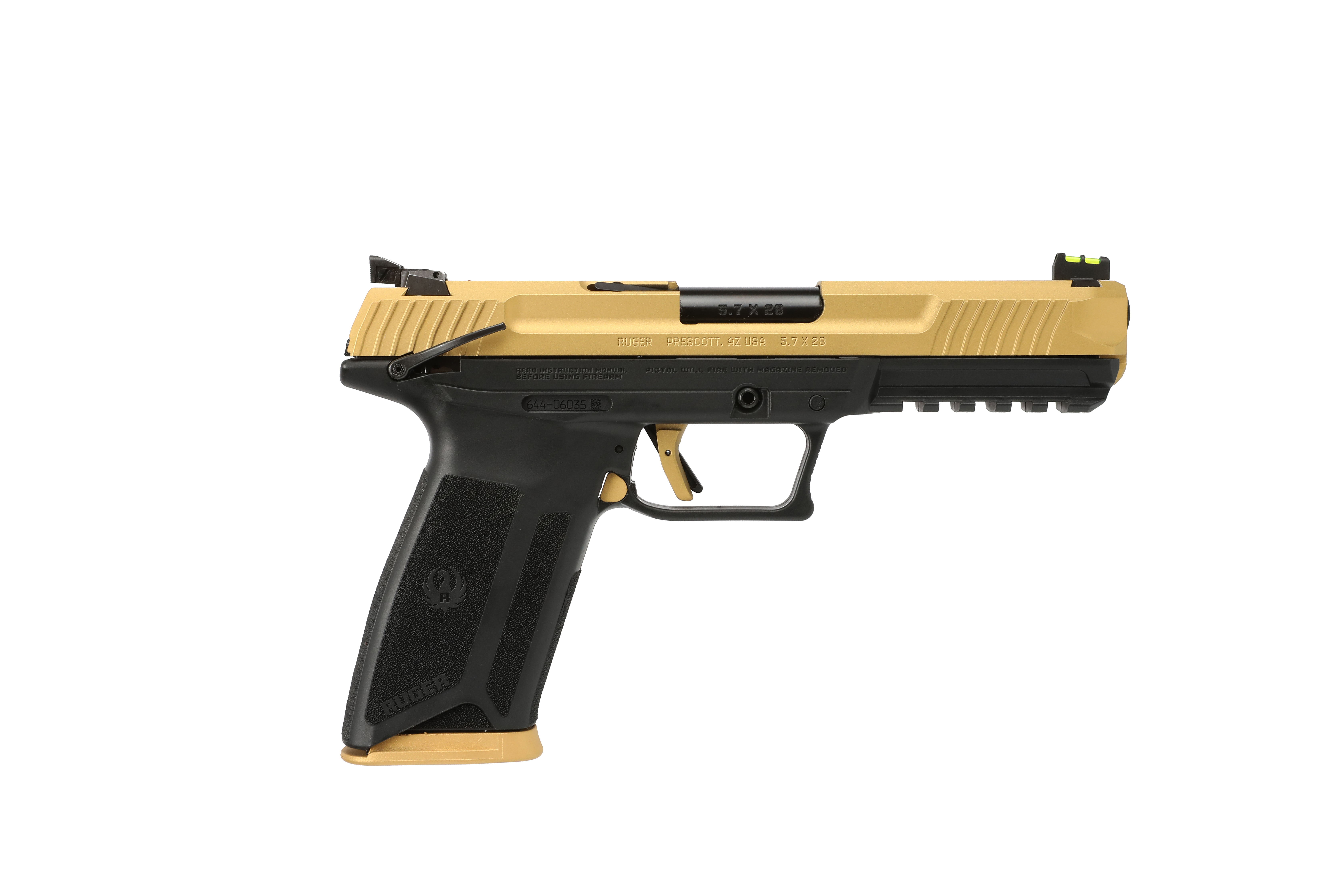 Ruger 16416 57 Pistol 5.7x28mm 20+1 Fiber Optic Sights Gold Slide - View 2